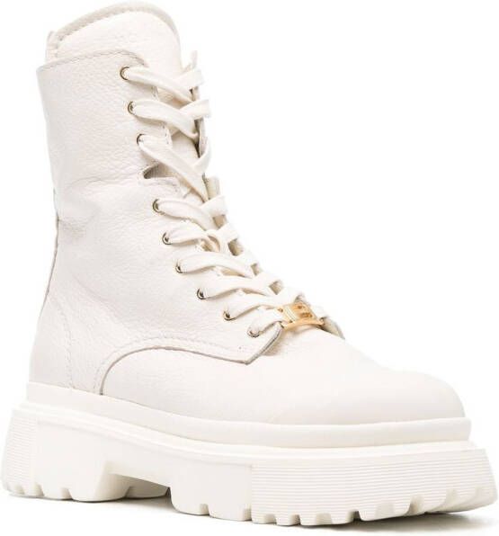 Hogan crinkle-effect lace up boots White