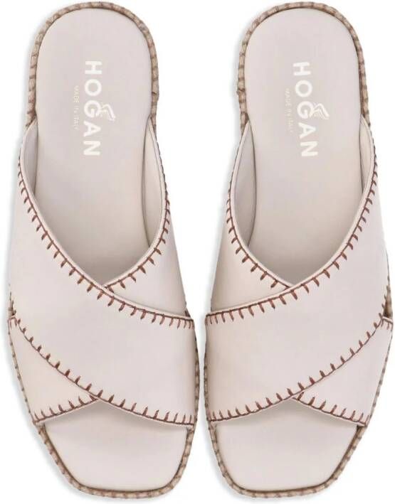Hogan crossover-strap leather sandals White