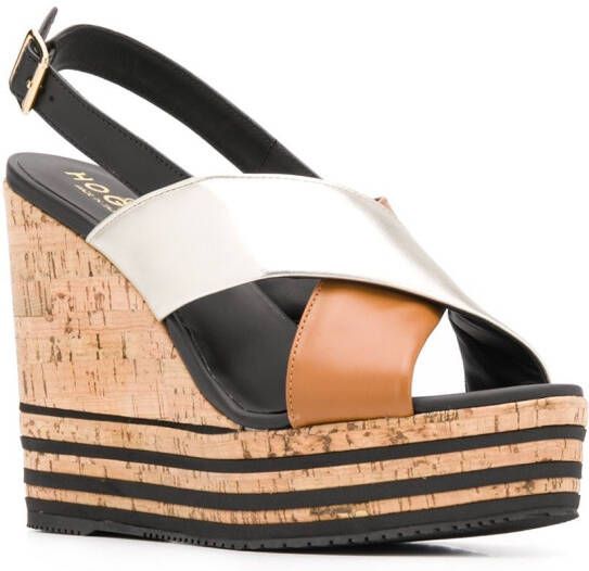 Hogan crossover strap sandals Brown