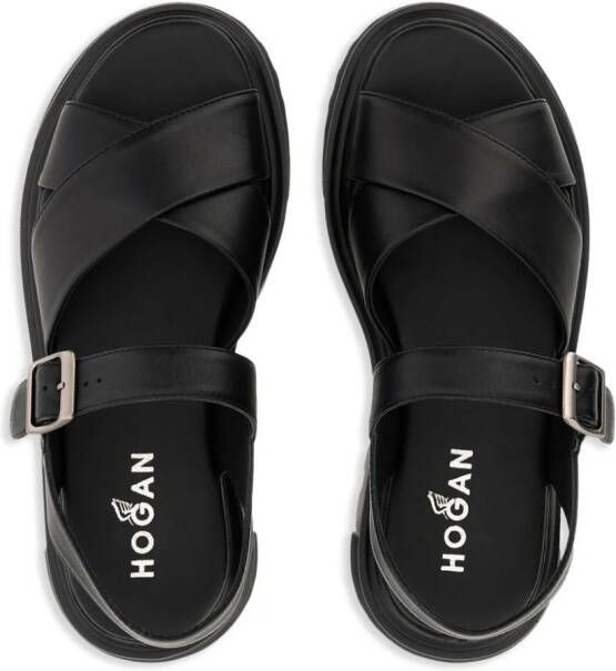 Hogan crossover-straps flat sandals Black