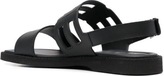 Hogan cut-out leather sandals Black