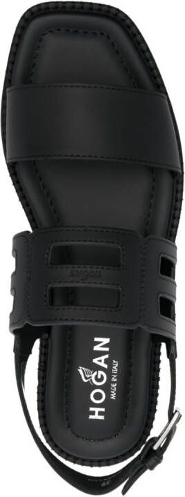 Hogan cut-out leather sandals Black