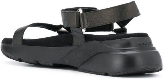 Hogan flat touch strap sandals Black