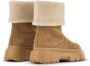 Hogan fleece-trim leather ankle boots Brown - Thumbnail 3