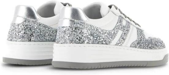 Hogan glitter-embellished leather sneakers Grey