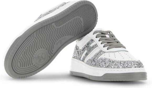 Hogan glitter-embellished leather sneakers Grey