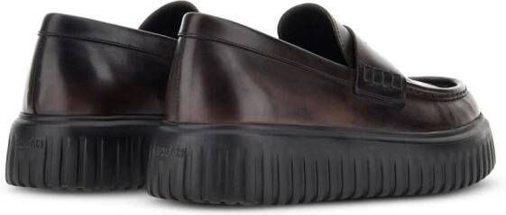 Hogan H-Stripe rigged-sole loafers Brown