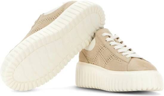Hogan H-Stripes logo-perforated leather sneakers Neutrals