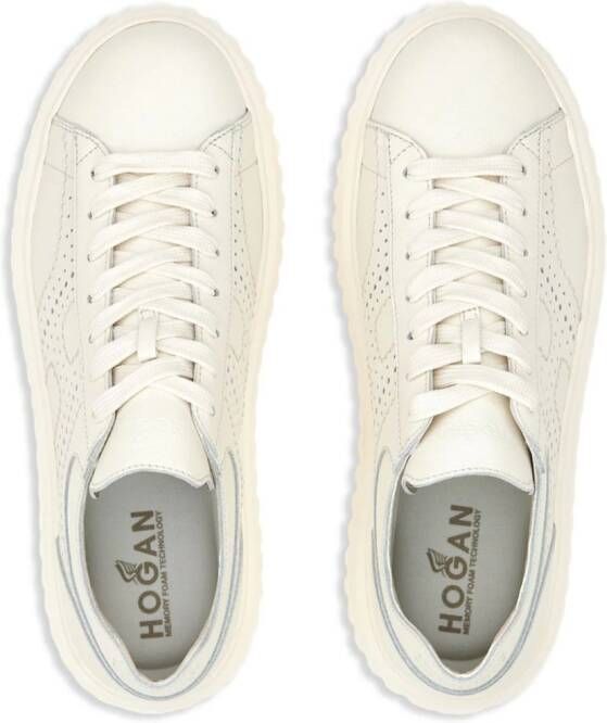 Hogan H-Stripes logo-perforated leather sneakers White
