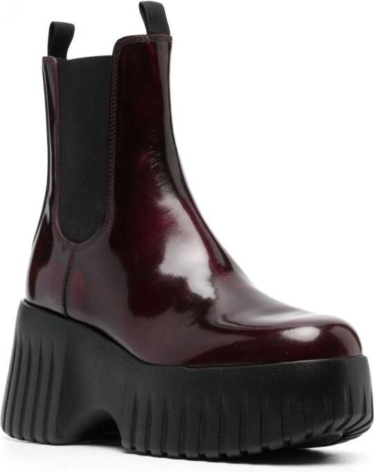 Hogan H-Stripes wedge Chelsea boots Red