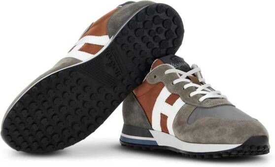 Hogan H383 panelled leather sneakers Brown