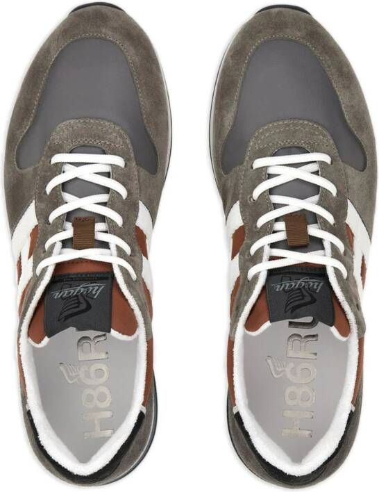 Hogan H383 panelled leather sneakers Brown