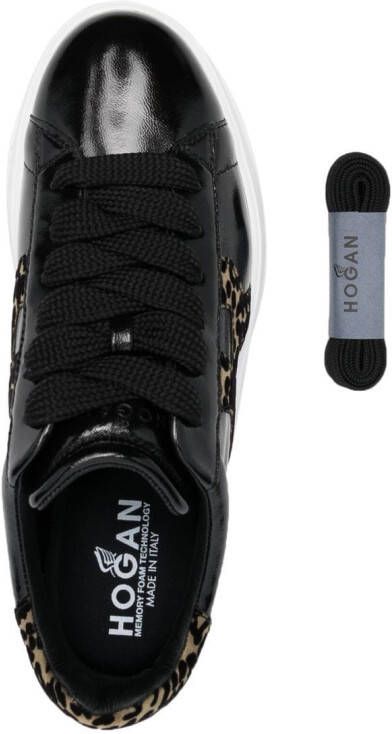 Hogan H483 55mm leopard-print sneakers Black