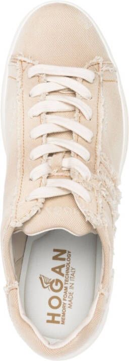 Hogan H580 distressed-effect low-top canvas sneakers Neutrals