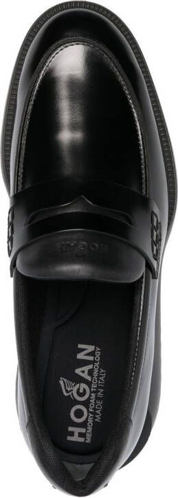 Hogan H600 debossed-logo penny loafers Black
