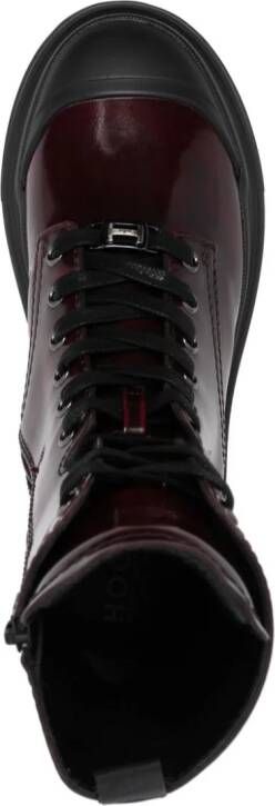 Hogan H619 leather combat boots Red
