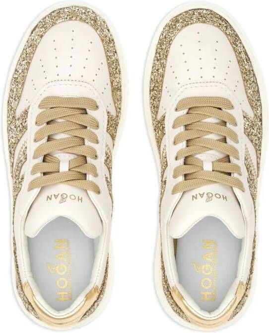 Hogan H630 sequin-embellished sneakers Gold