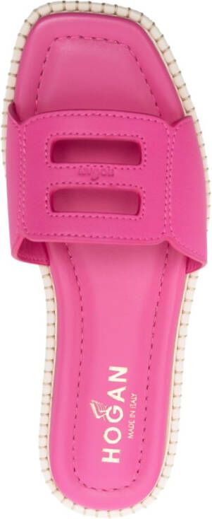 Hogan H638 flat leather sandals Pink