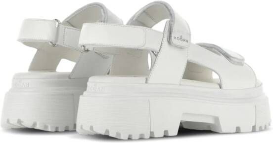 Hogan H644 platform leather sandals White