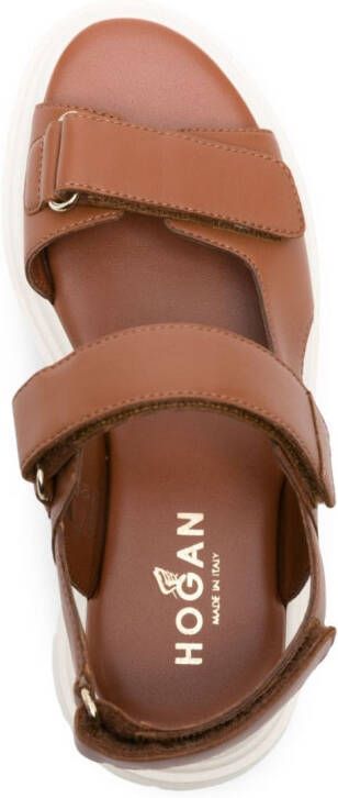 Hogan H644 touch-strap leather sandals Brown