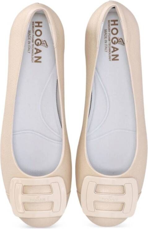 Hogan H661 patent-leather ballerina shoes Neutrals