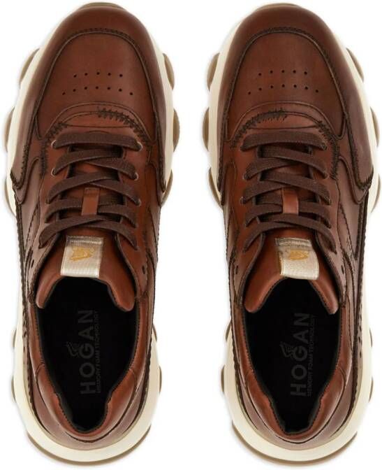 Hogan Hyperactive panelled leather sneakers Brown