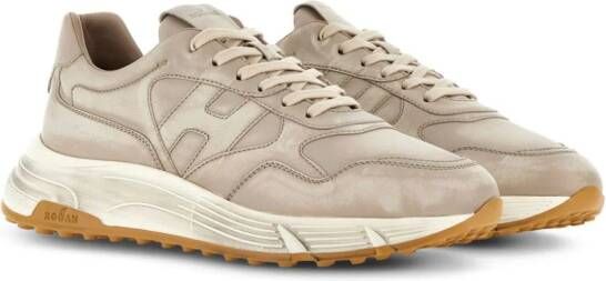 Hogan Hyperlight distressed leather sneakers Neutrals