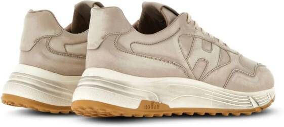 Hogan Hyperlight distressed leather sneakers Neutrals