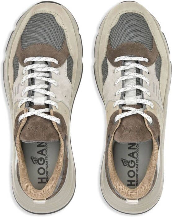 Hogan Hyperlight lace-up panelled sneakers Brown
