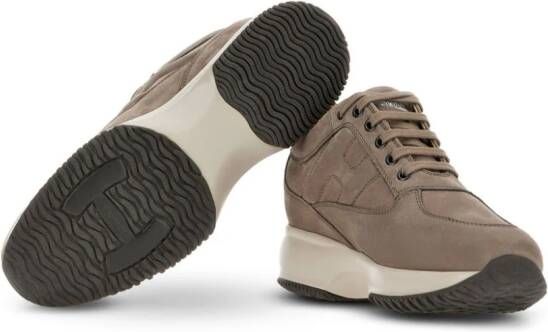 Hogan Interactive lace-up suede sneakers Brown