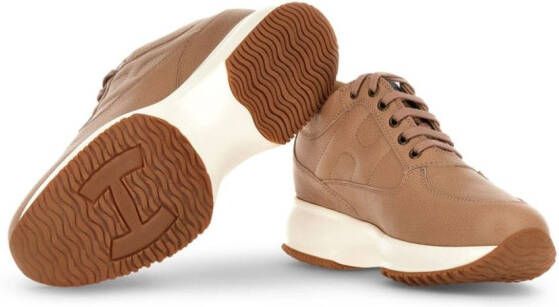 Hogan Interactive leather low-top sneakers Brown