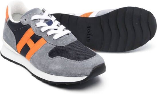 Hogan Kids R261 low-top suede sneakers Grey