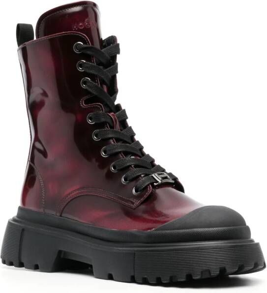 Hogan lace-up ankle boots Red