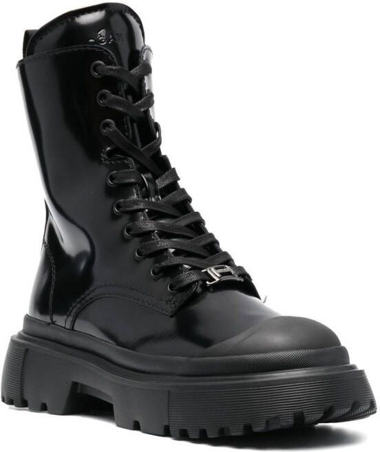 Hogan lace-up combat boots Black