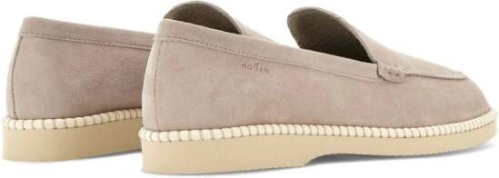 Hogan logo-debossed leather loafers Neutrals