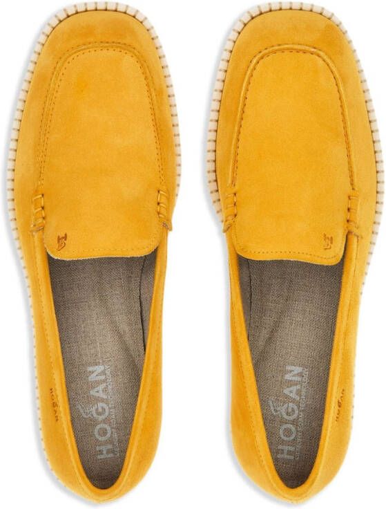 Hogan logo-debossed suede loafers Yellow