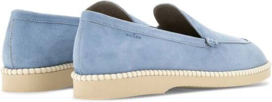 Hogan logo-debossed suede slippers Blue