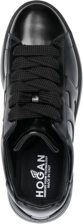 Hogan logo-embossed 45mm lace-up leather sneakers Black
