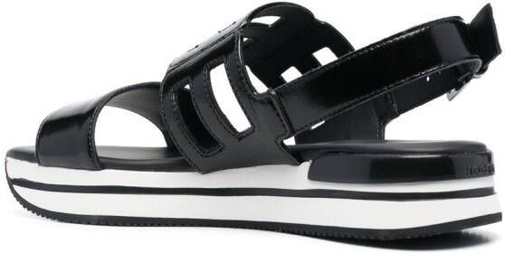 Hogan logo-embossed slingback sandals Black