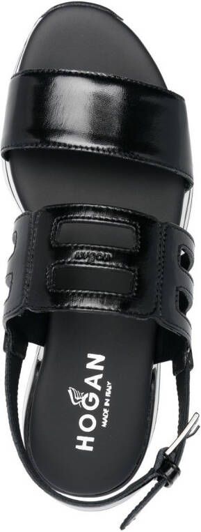 Hogan logo-embossed slingback sandals Black
