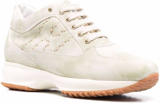 Hogan logo-patch lace-up sneakers Neutrals