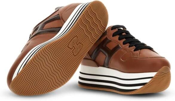 Hogan logo-patch lace-up sneakers Brown