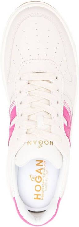 Hogan logo-patch leather sneakers Neutrals