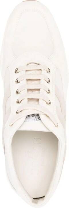 Hogan logo-patch suede-panelled sneakers Neutrals