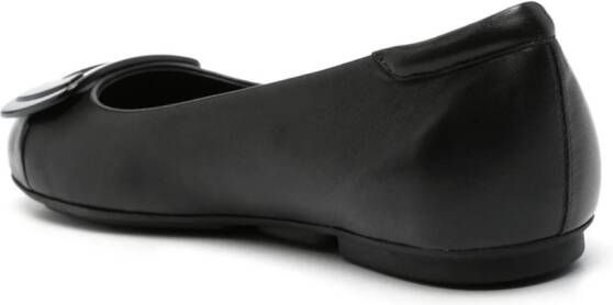 Hogan logo-plaque ballerina shoes Black