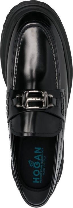 Hogan logo-plaque leather loafers Black
