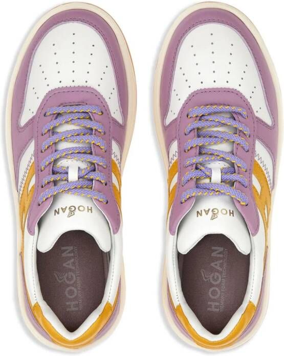 Hogan panelled-design leather sneakers Purple