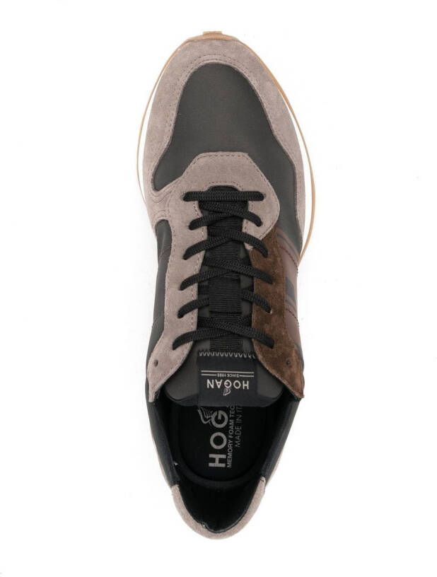 Hogan panelled lace-up sneakers Green