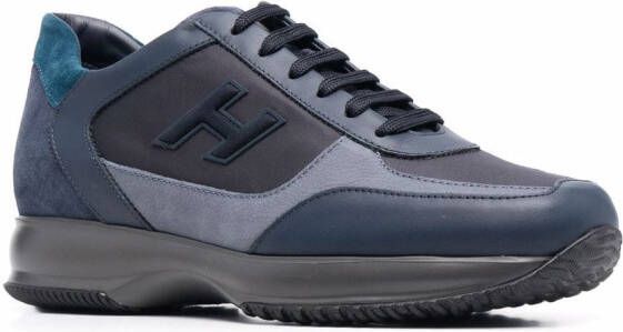 Hogan panelled suede-leather sneakers Blue