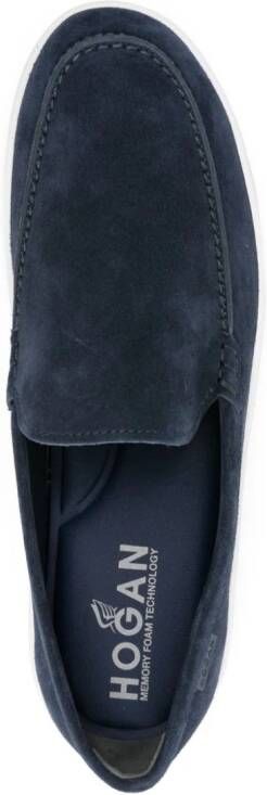Hogan round-toe suede loafers Blue
